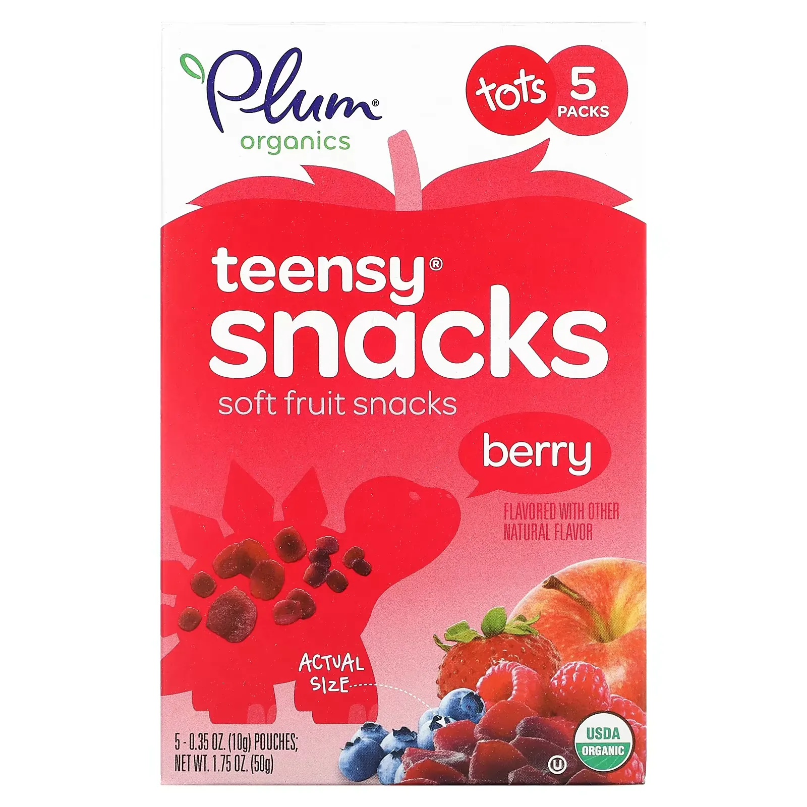 Teensy Soft Fruit Snacks, Tots, Berry, 5 Packs, 0.35 oz (10 g) Each