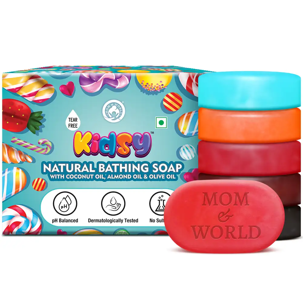 Mom & World Kidsy 5 In 1 Natural Bathing Soap,  5 Piece(s)/Pack  with Coconut, Almond & Olive Oil