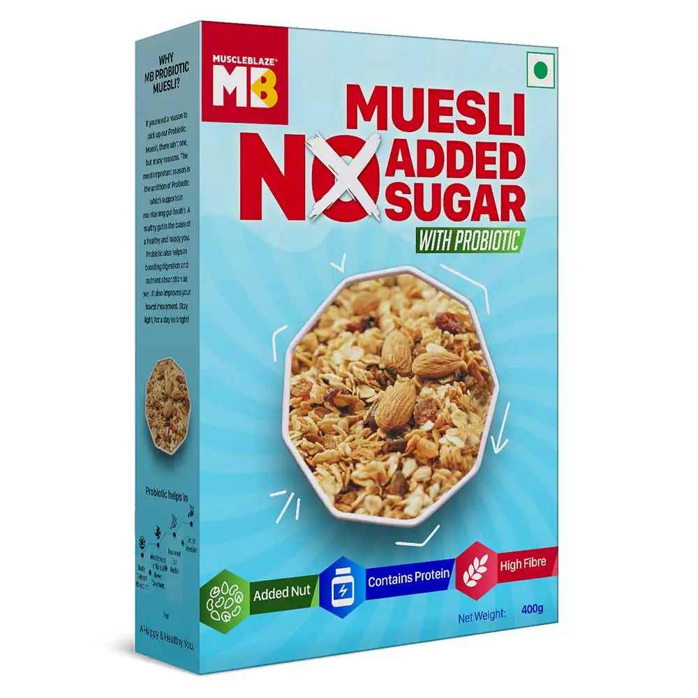 MuscleBlaze Probiotic Muesli,  0.4 kg  No Added Sugar