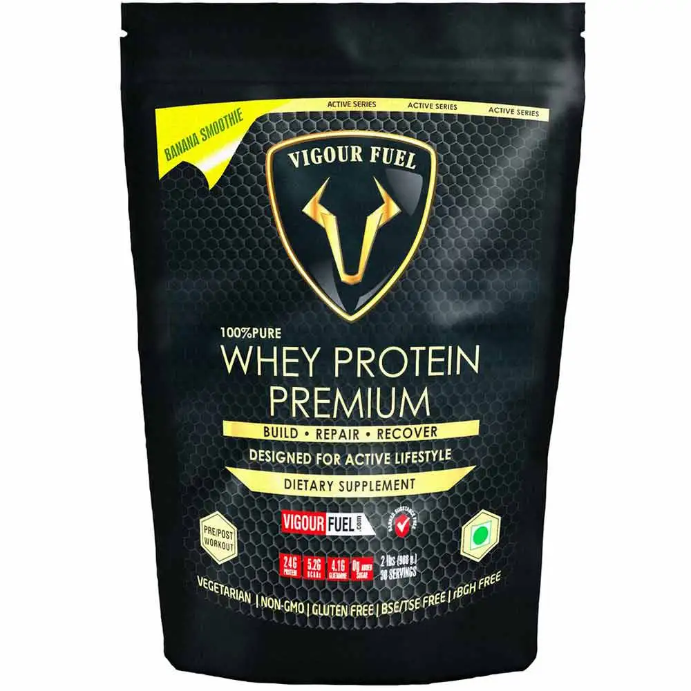 Vigour Fuel 100% Whey Protein Premium,  2 lb  Banana Smoothie