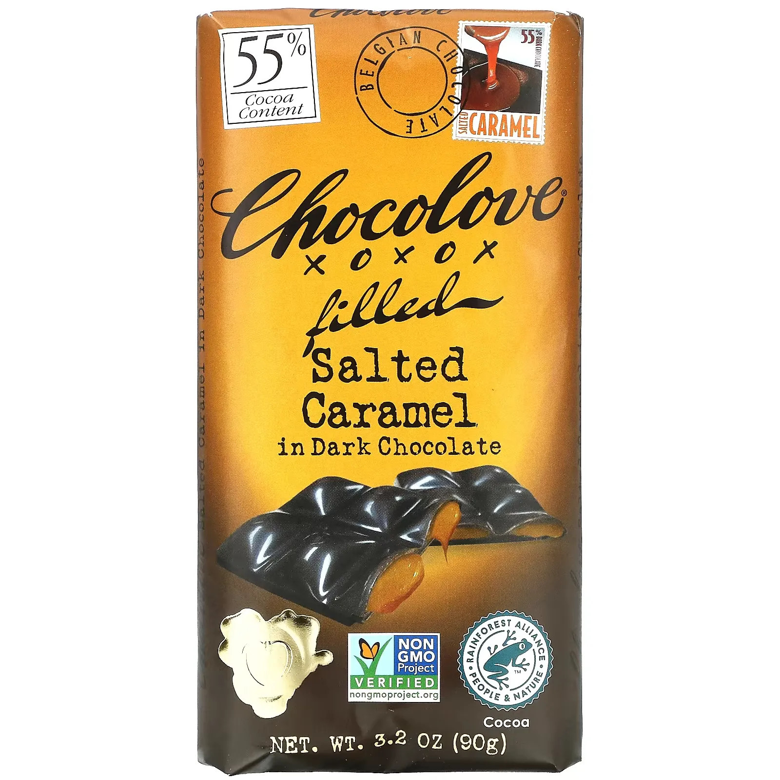 Filled Salted Caramel in Dark Chocolate, 55% Cocoa, 3.2 oz (90 g)