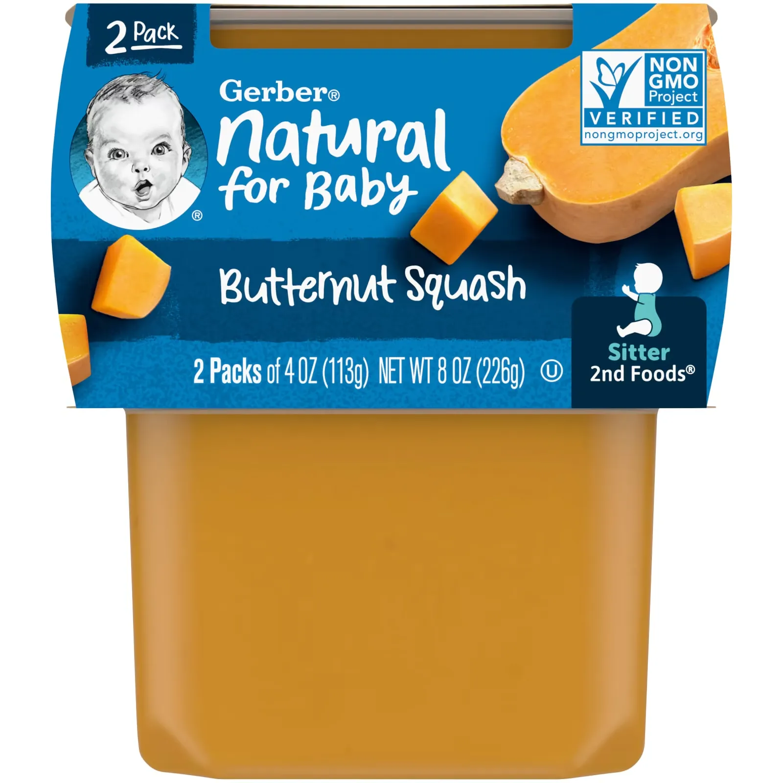 Natural for Baby, 2nd Foods, Butternut Squash, 2 Packs, 4 oz (113 g) Each