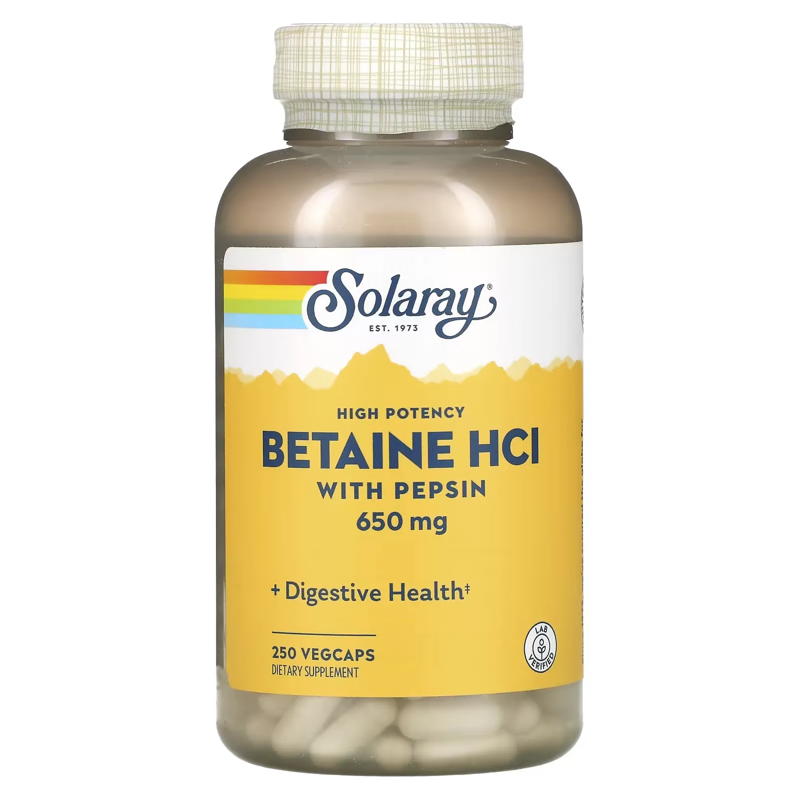 High Potency Betaine HCL with Pepsin, 650 mg, 250 VegCaps