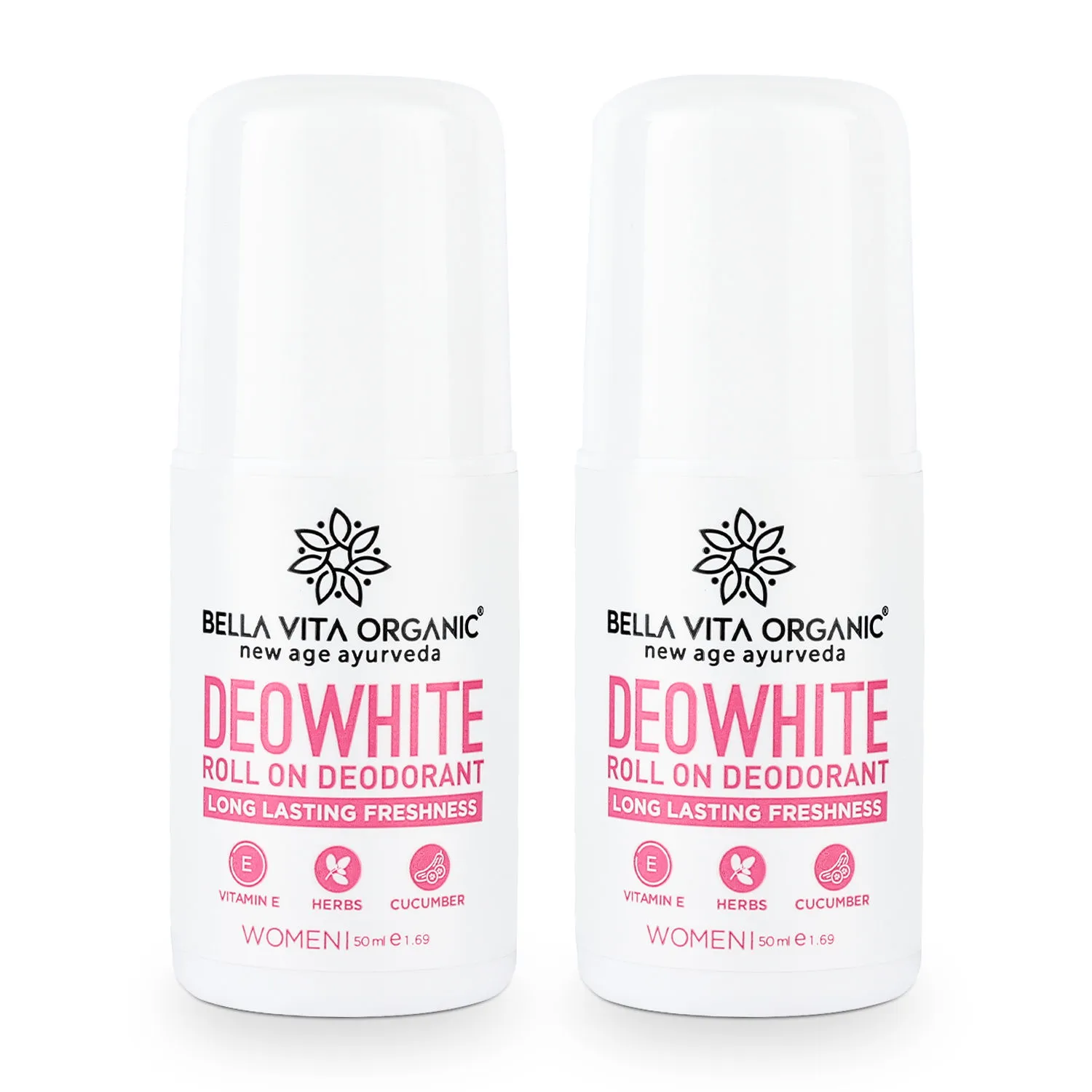 Bella Vita Organic Deo White Under Arm Natural Roll On Deodorant Stick for Women - Pack of 2