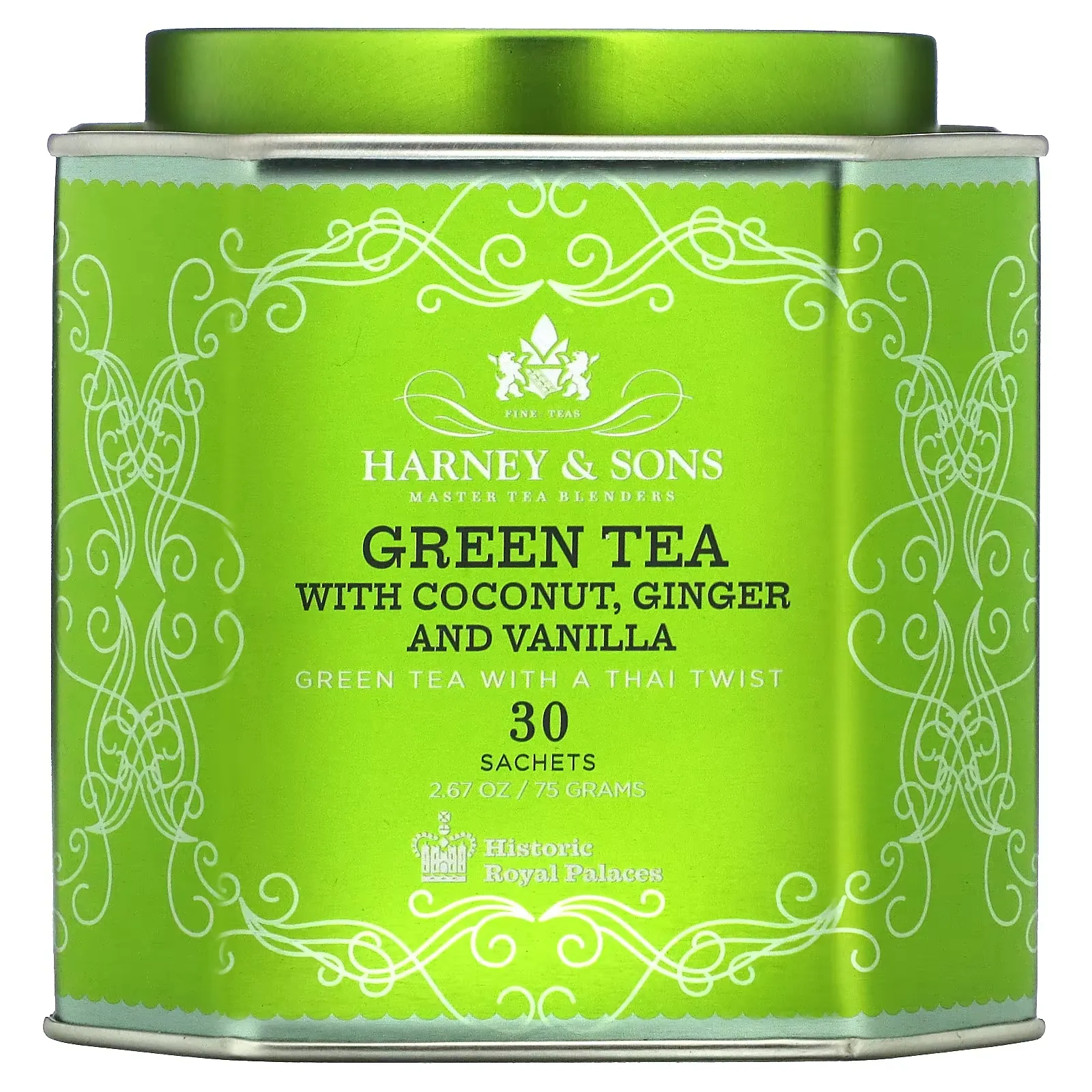 Green Tea with Coconut, Ginger and Vanilla, 30 Sachets, 2.67 oz (75 g)