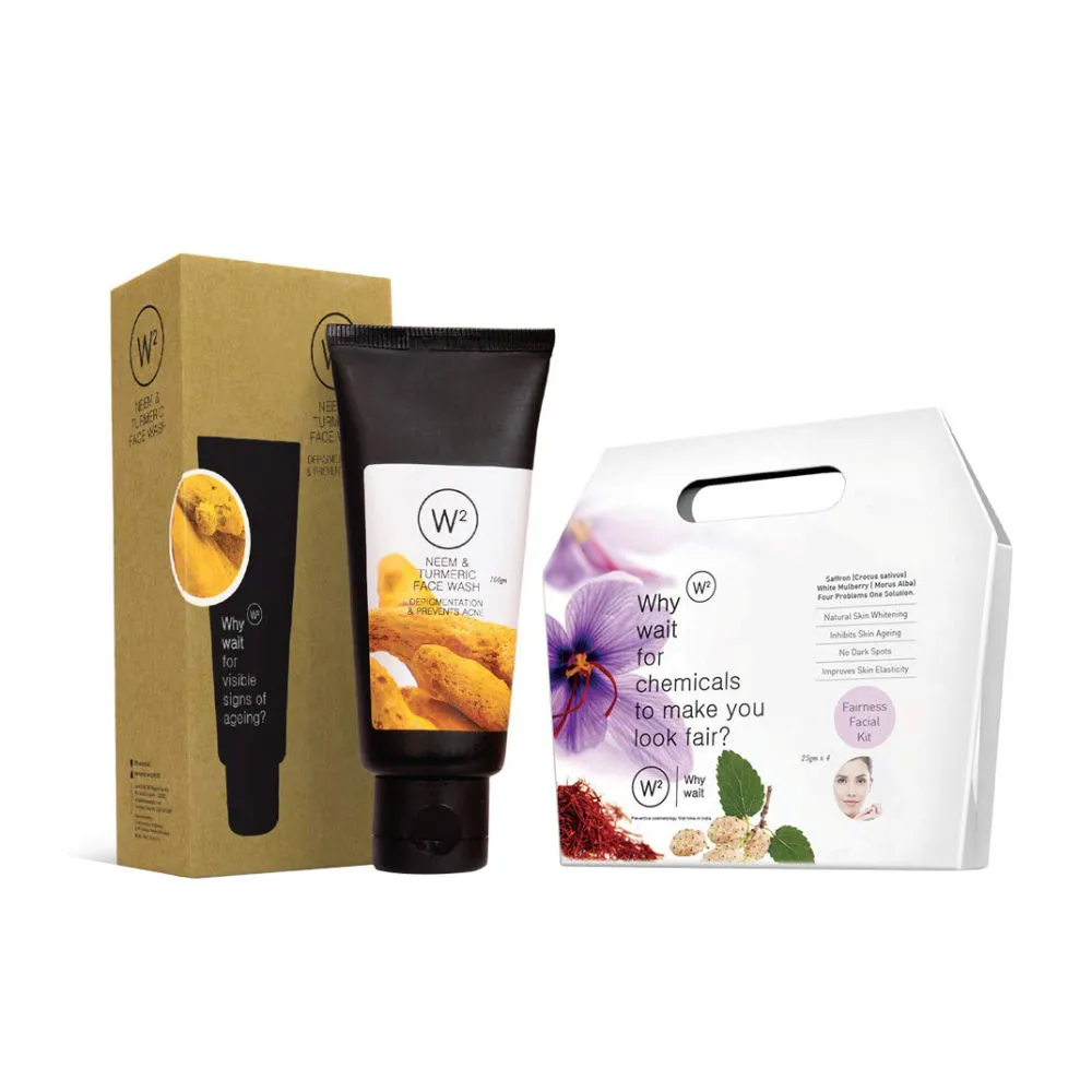 W2 Fairness Facial Kit & Neem & Turmeric Face Wash Combo Pack