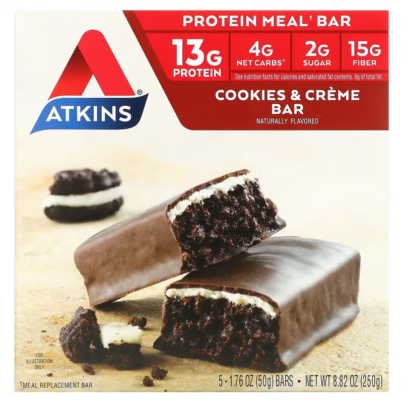 Protein Meal Bar, Cookies & Creme Bar, 5 Bars, 1.76 oz (50 g) Each