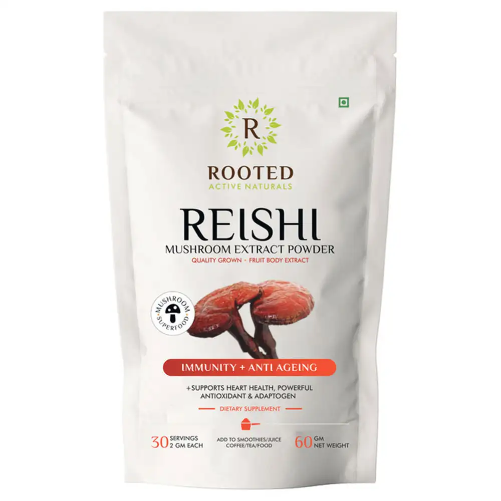 Rooted Active Naturals Reishi Mushroom Extract Powder,  60 g