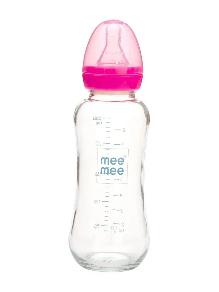 Mee Mee Premium Glass Feeding Bottle - Pink 240ml