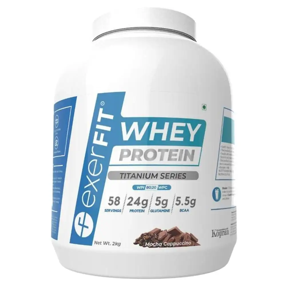 exerFIT Titanium Whey Protein Isolate with CLA & L Carnitine,  4.4 lb  Mocha Cappucino