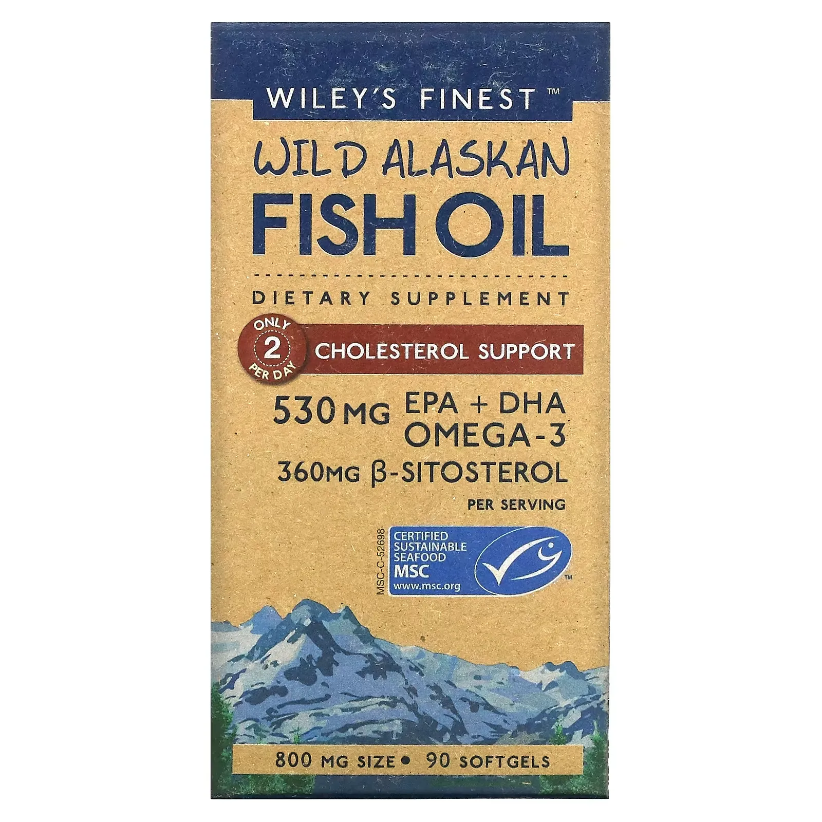 Wild Alaskan Fish Oil, Cholesterol Support, 800 mg, 90 Softgels