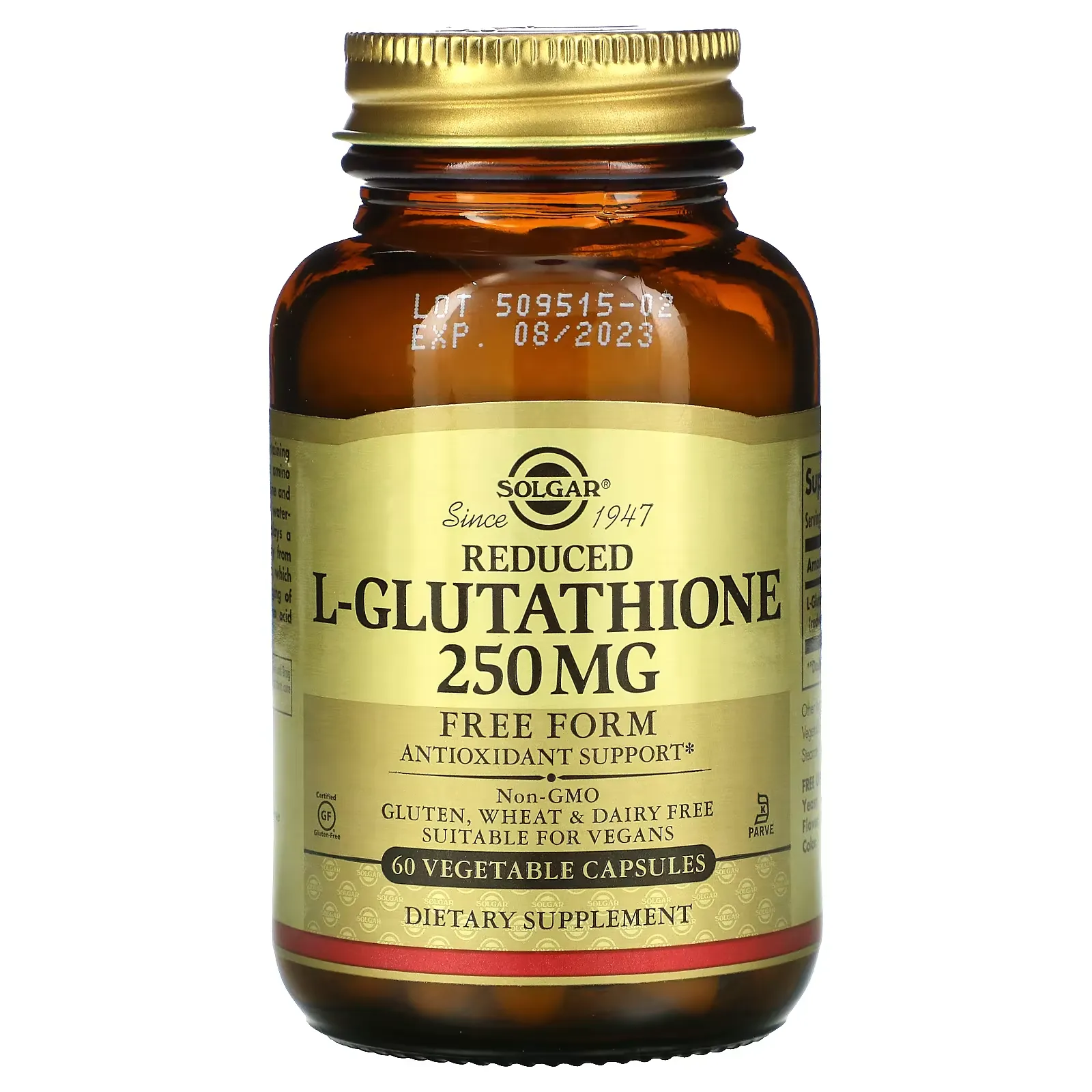 Reduced L-Glutathione, 250 mg, 60 Vegetable Capsules