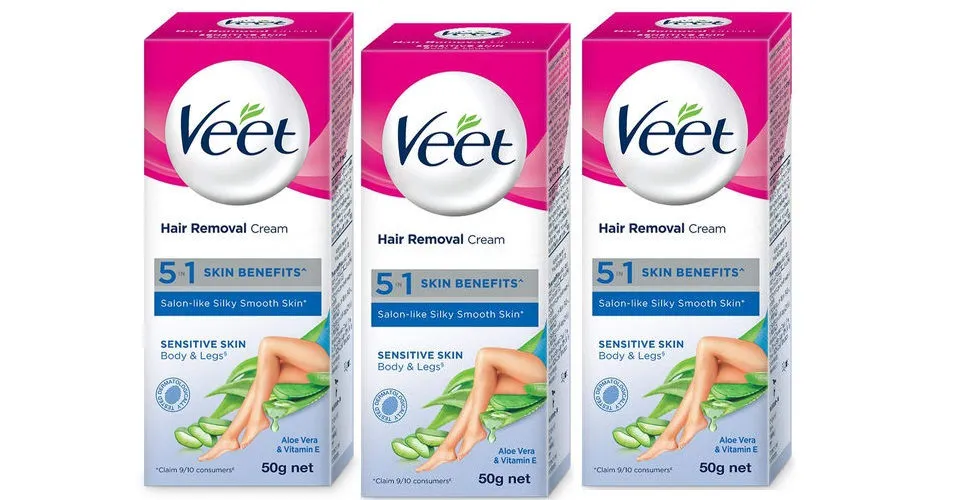 Veet Pure Hair Removal Cream for Women with No Ammonia Smell, Sensitive Skin (Pack of 3)