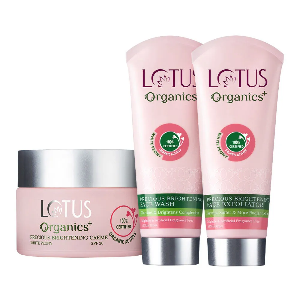 Lotus Organics Precious Brightening Creme Face Wash & Exfoliator Combo