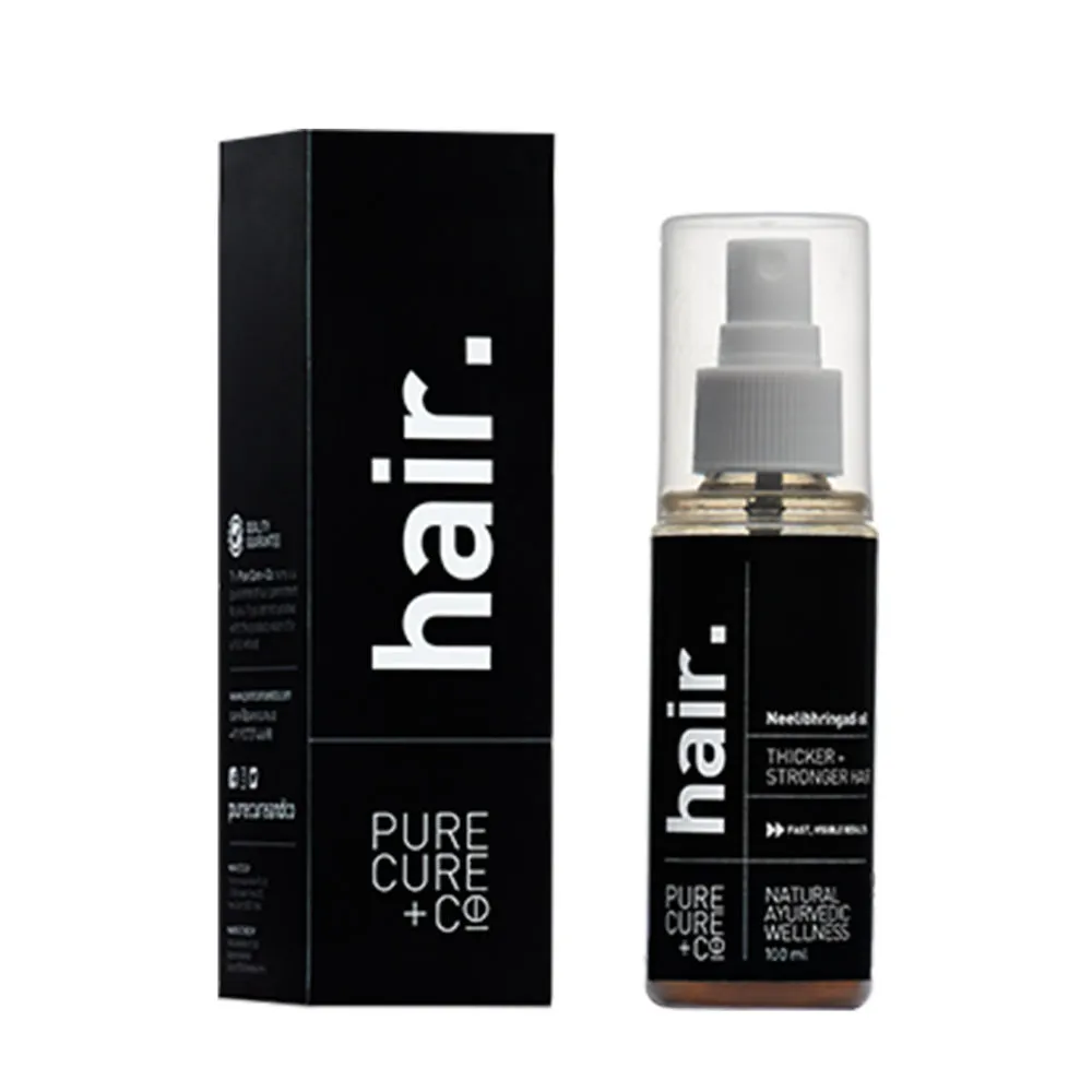 Pure Cure + Co. Hair Neelibringadi Oil for Thicker, Fuller & Shinier Hair