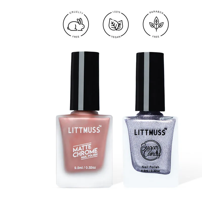 Littmuss Mood Swing - Matte Chrome & Sugar Candy Nail Polish Combo