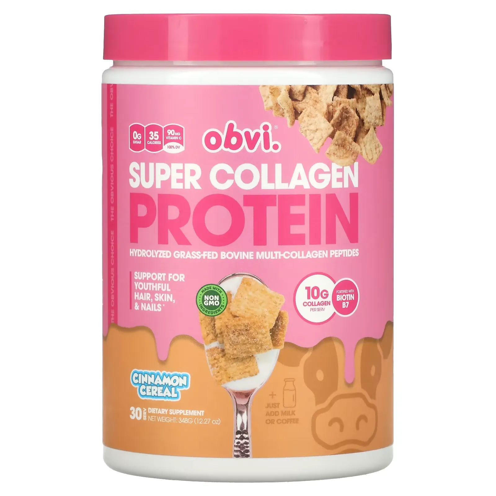 Super Collagen Protein, Cinnamon Cereal , 12.27 oz (348 g)