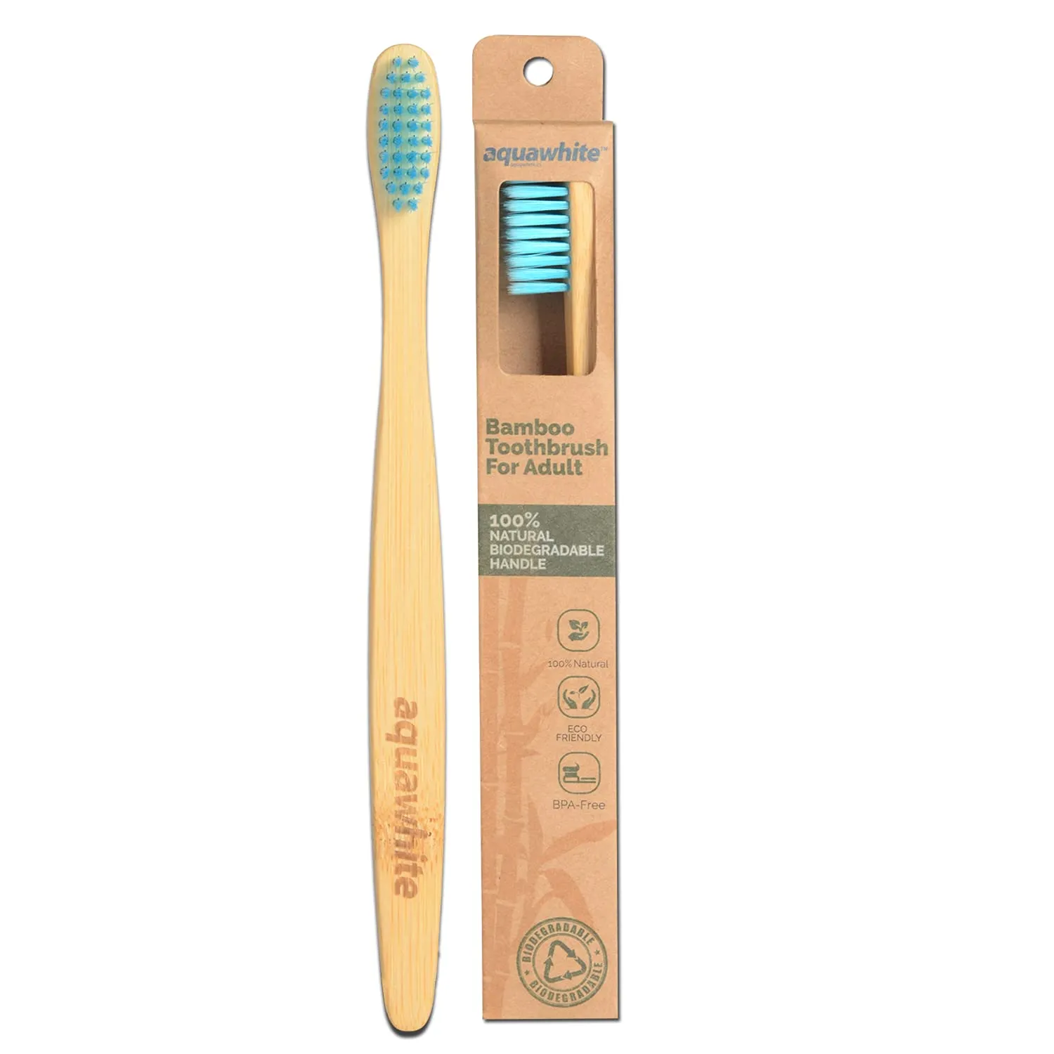 Aquawhite Eco-Friendly Bamboo Toothbrush With Soft Bristles - Color May Vary