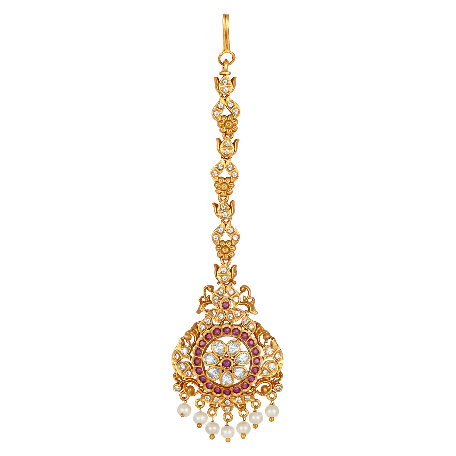 Peora Matte Gold Finish Designer Bridal Wedding Maang Tikka Traditional Jewellery (PF42TKAT53R)