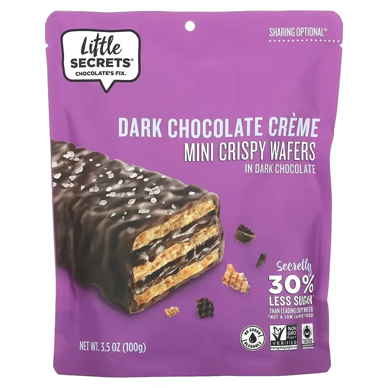 Mini Crispy Wafers, Dark Chocolate Creme in Dark Chocolate, 3.5 oz (100 g)