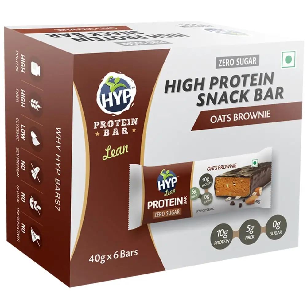 Hyp Lean Sugar Free Protein Bar (10g Protein),  6 bar(s)  Oats Brownie