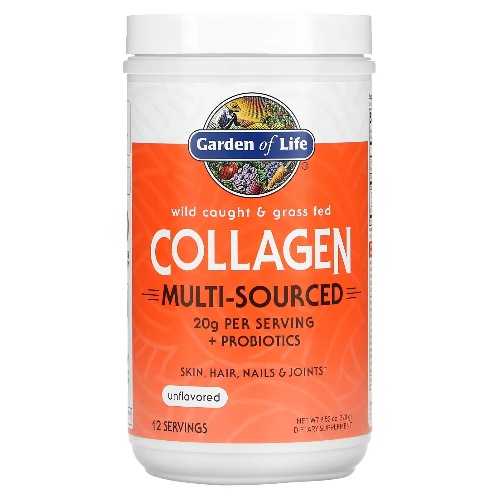 Wild Caught & Grass Fed Collagen, Multi-Sourced, Unflavored, 9.52 oz (270 g)