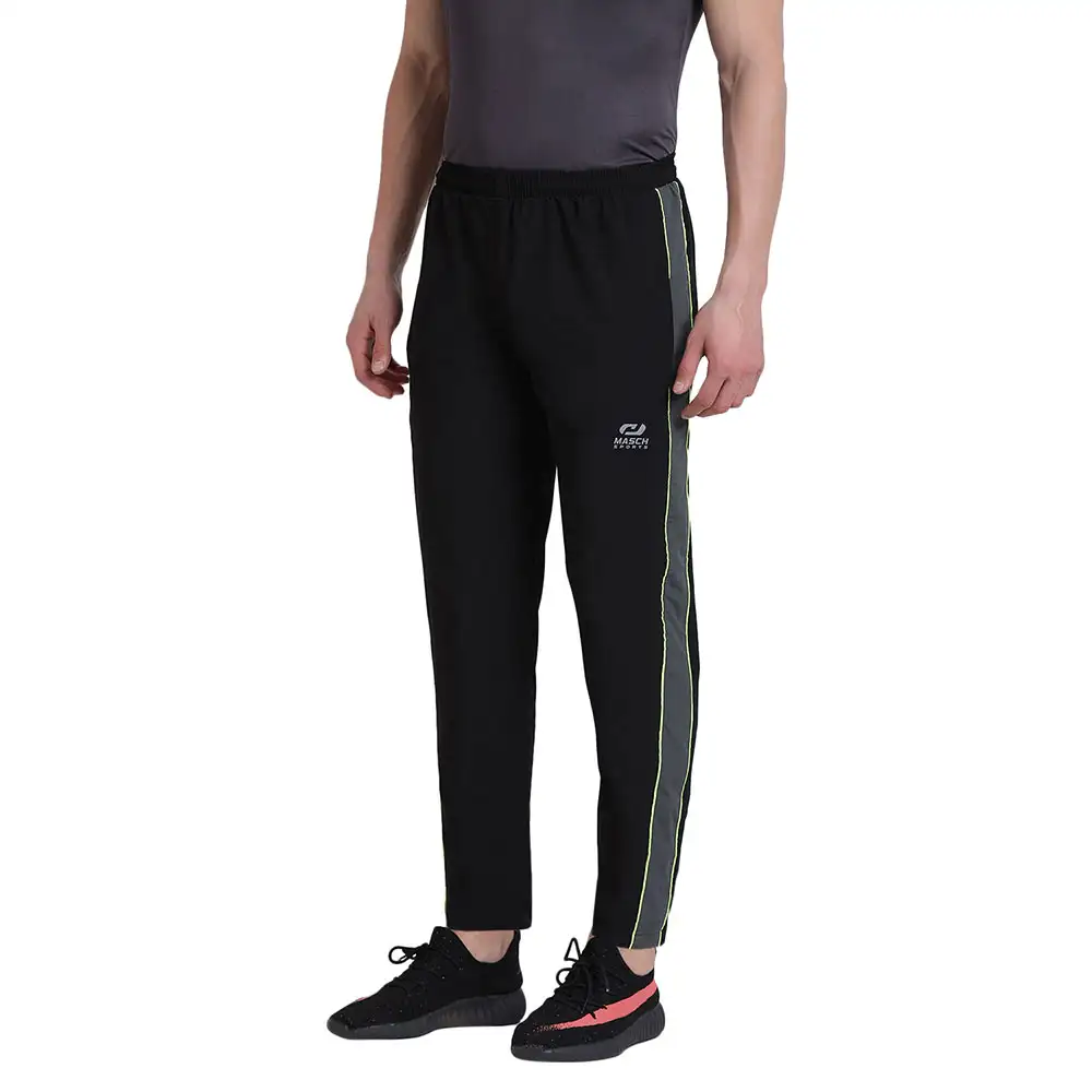 Masch Sports Mens Regular Fit Polyester Track Pants (MSTP 1218 CS SP2PIP BGNEON),  Black  XL