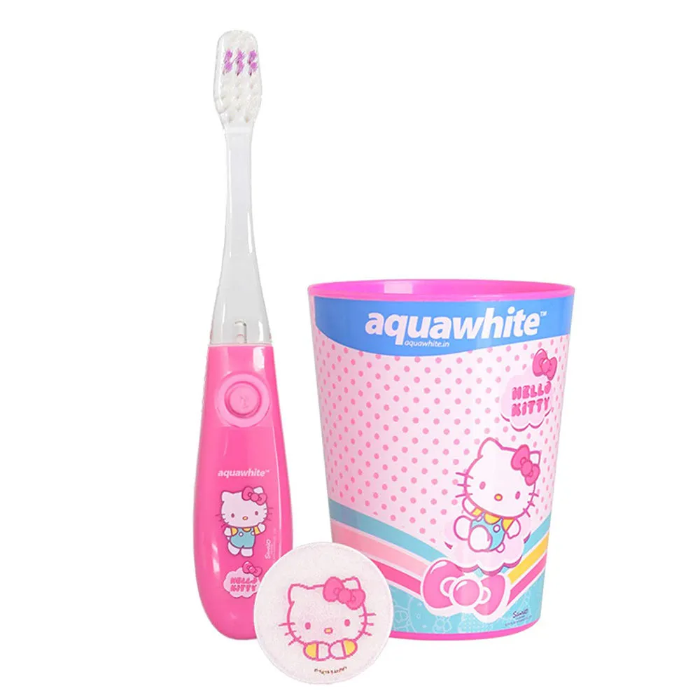 Aquawhite Kids Hello Kitty Flash Toothbrush - Set of 3-(Baby Pink)