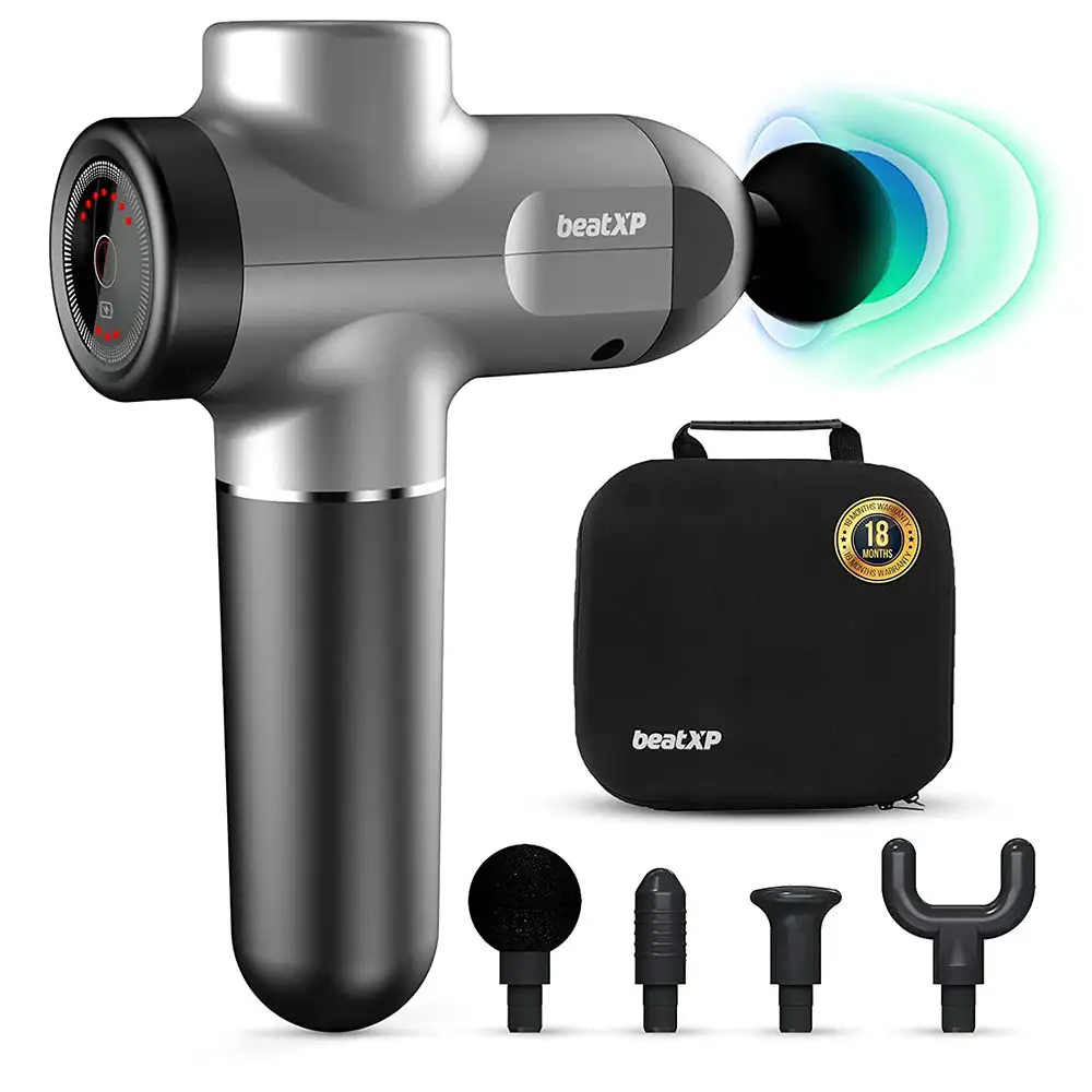 beatXP Flash Deep Tissue Massage Gun,  Glossy Silver