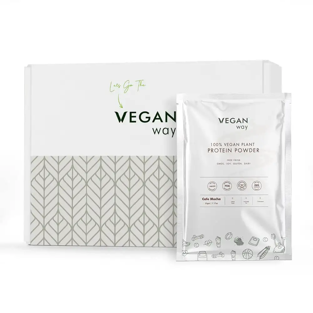 Vegan Way 100% Vegan Plant Protein Powder,  28 sachets/pack  Cafe Mocha