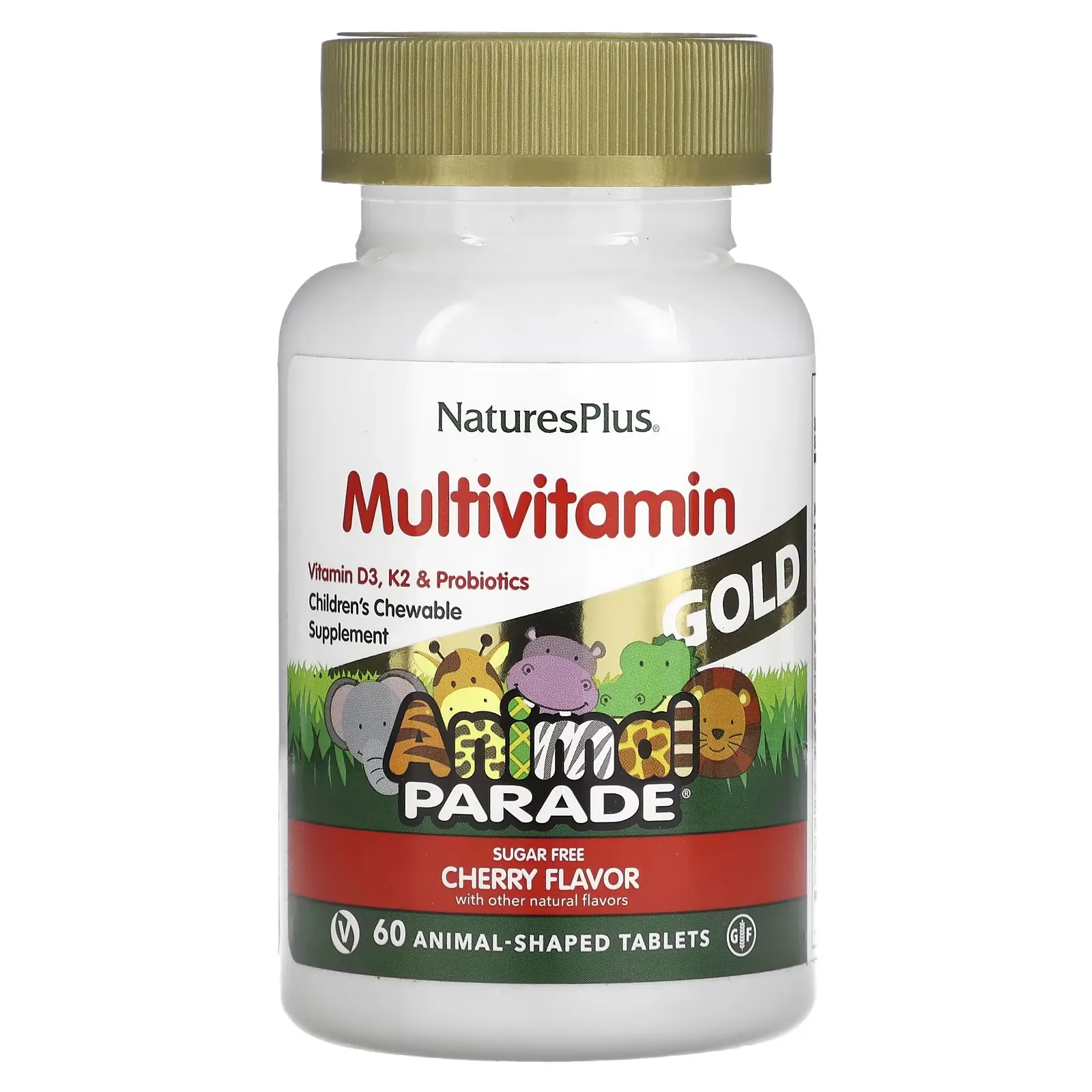 Animal Parade Gold, Children's Chewable Multivitamin Supplement, Cherry, 60 Animal-Shaped Tablets