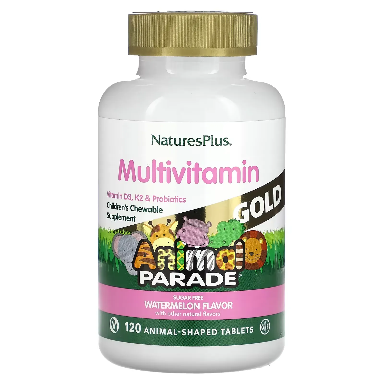 Animal Parade Gold, Children's Chewable Multivitamin Supplement, Watermelon, 120 Animal-Shaped Tablets