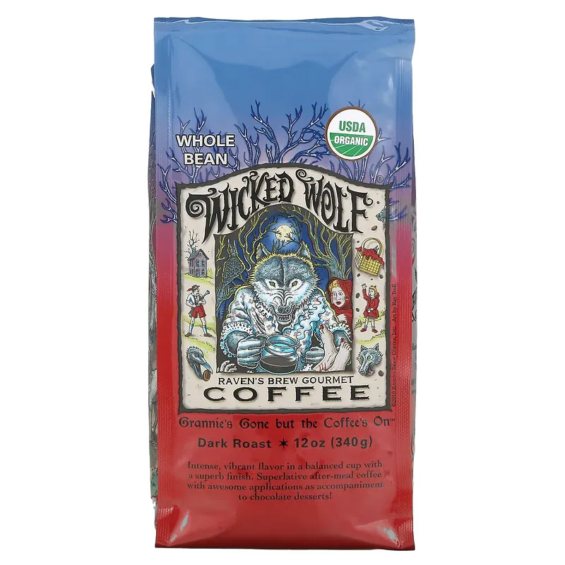 Organic Wicked Wolf Coffee, Whole Bean, Dark Roast, 12 oz (340 g)