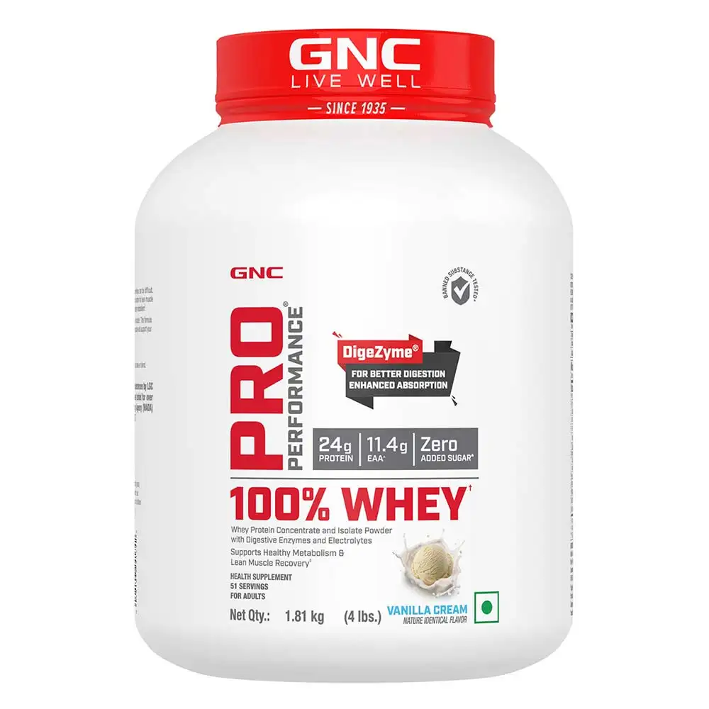 GNC Pro Performance 100% Whey Protein,  4 lb  Vanilla Cream