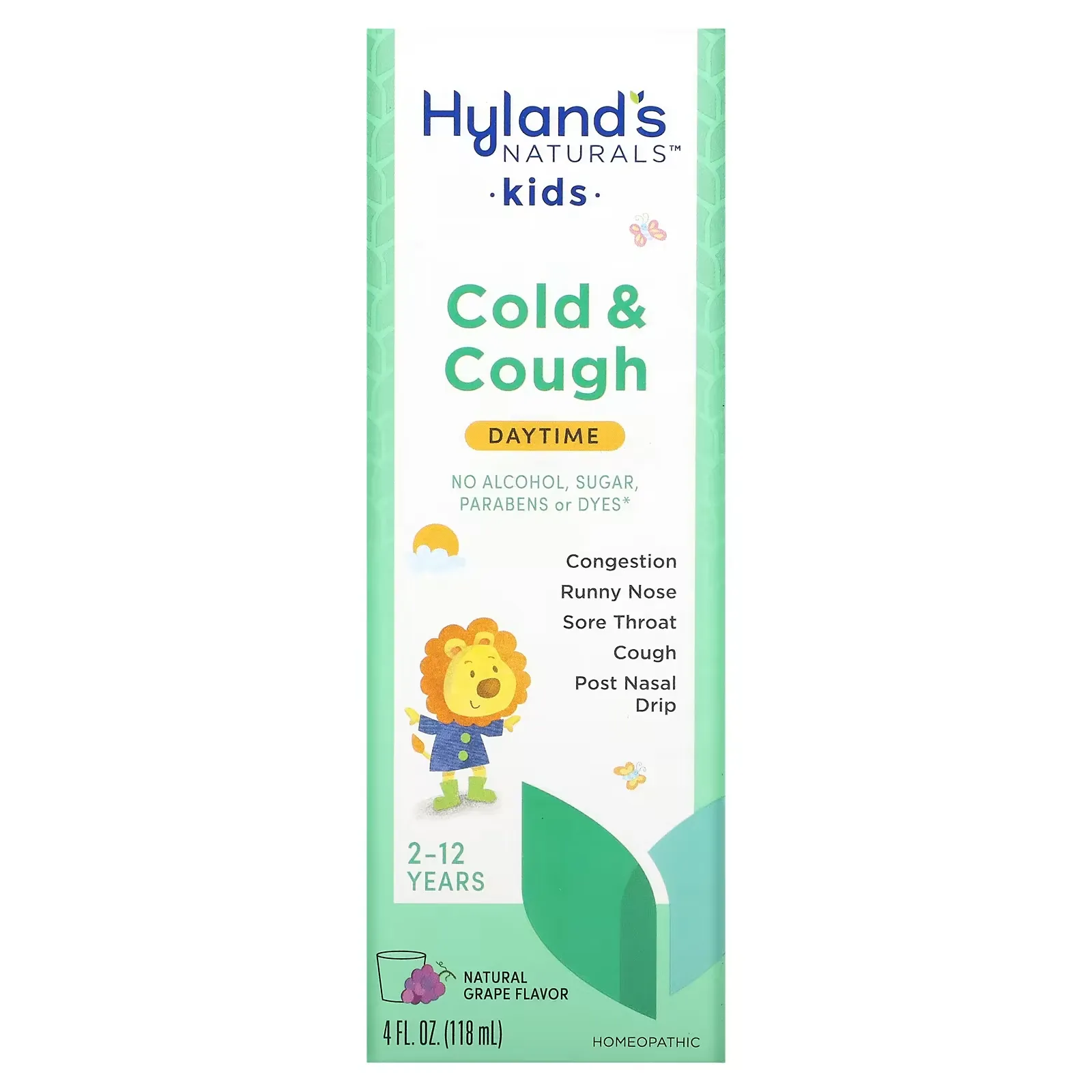 Kids, Cold & Cough, Daytime, Ages 2-12, Natural Grape, 4 fl oz (118 ml)