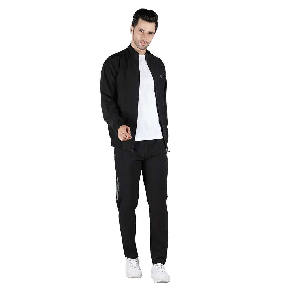 John Ally Men's Gym Tracksuit with Zipper Pockets,  Black  Medium