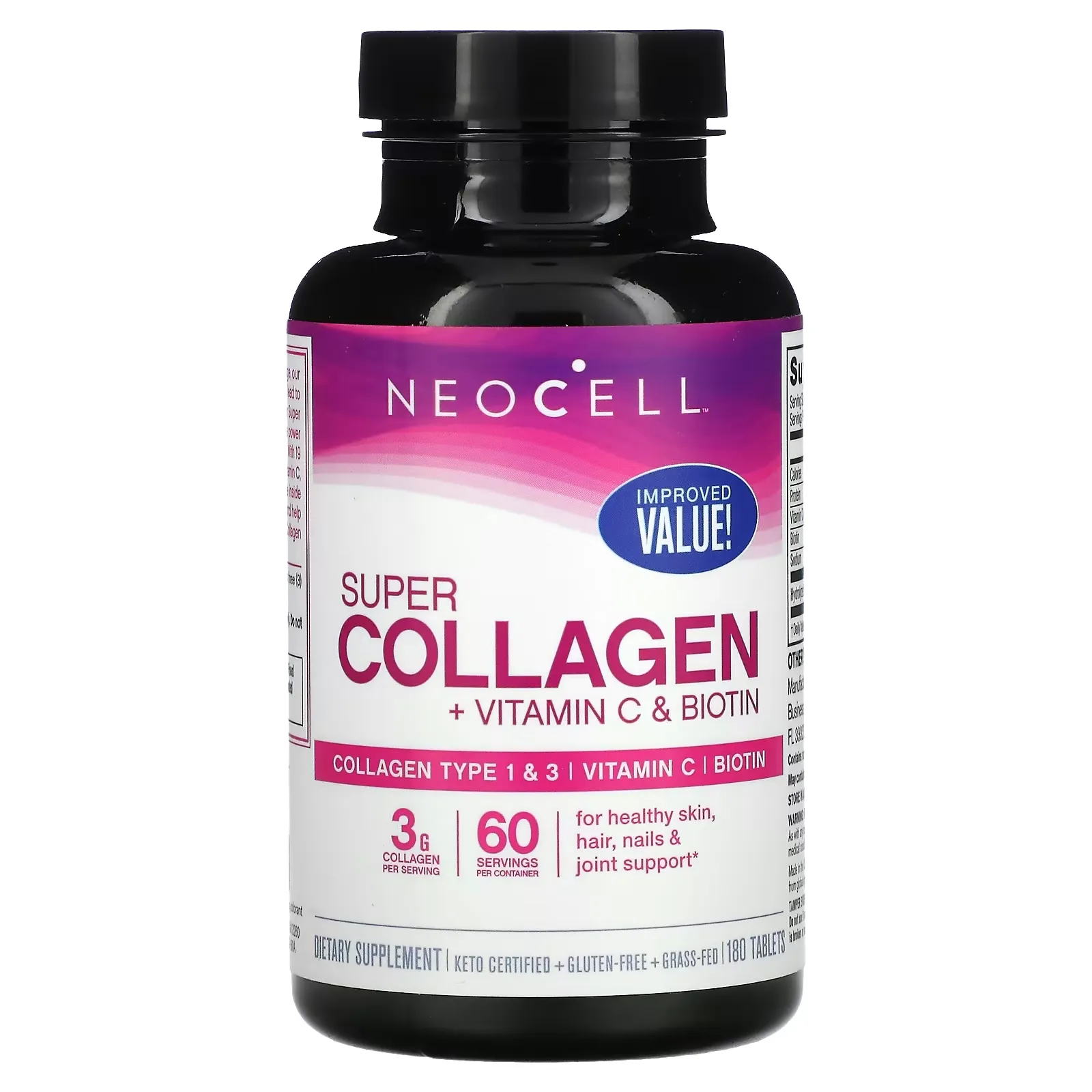 Super Collagen, + Vitamin C & Biotin,  180 Tablets