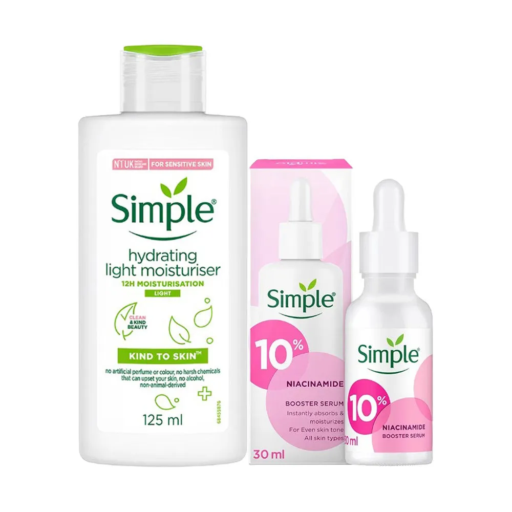 Simple Kind To Skin Hydrating Light Moisturiser & Booster Serum - 10% Niacinamide