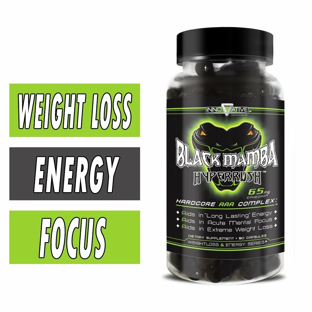 Black Mamba Fat Burner – W/ Ephedra - Innovative Labs - Hyper Rush - 90 Caps