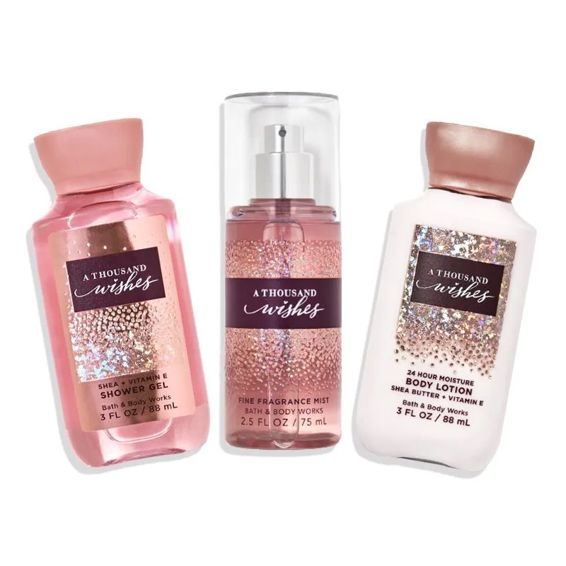 Bath & Body Works A Thousand Wishes Shower Gel, Body Lotion & Fragrance Mist Travel Size Combo