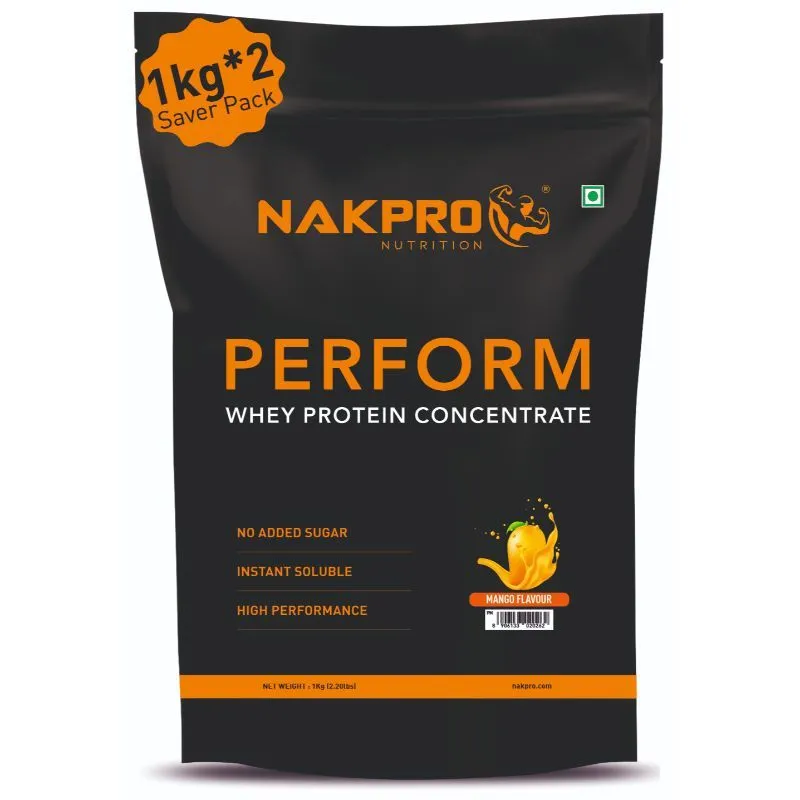 NAKPRO Perform Whey Protein Concentrate Supplement Powder - Mango Flavour