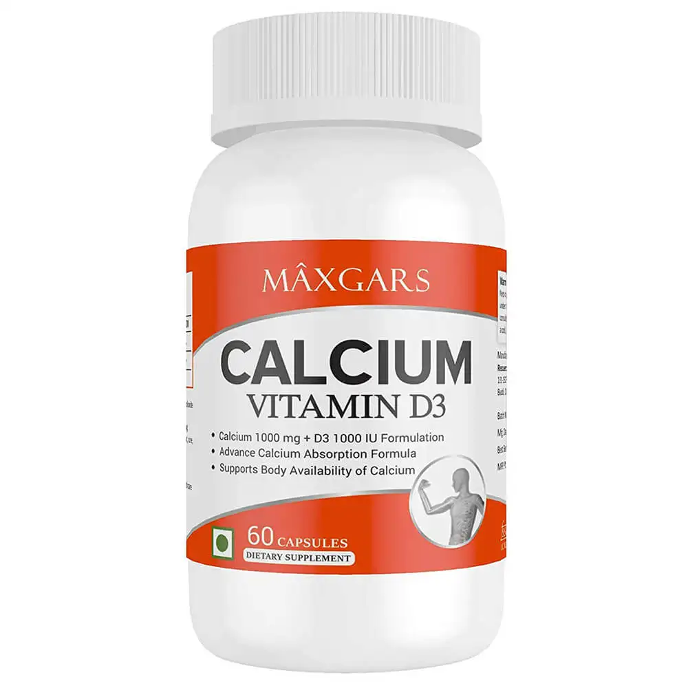 Maxgars Calcium Vitamin D3,  60 capsules  Unflavoured