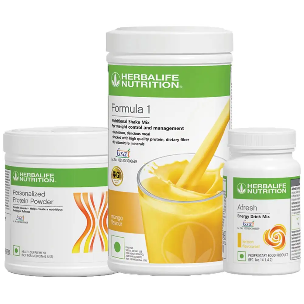 Herbalife Formula 1 Afresh Energy Drink & Protein Powder Combo,  3 Piece(s)/Pack  Mango + Lemon + Unflavoured