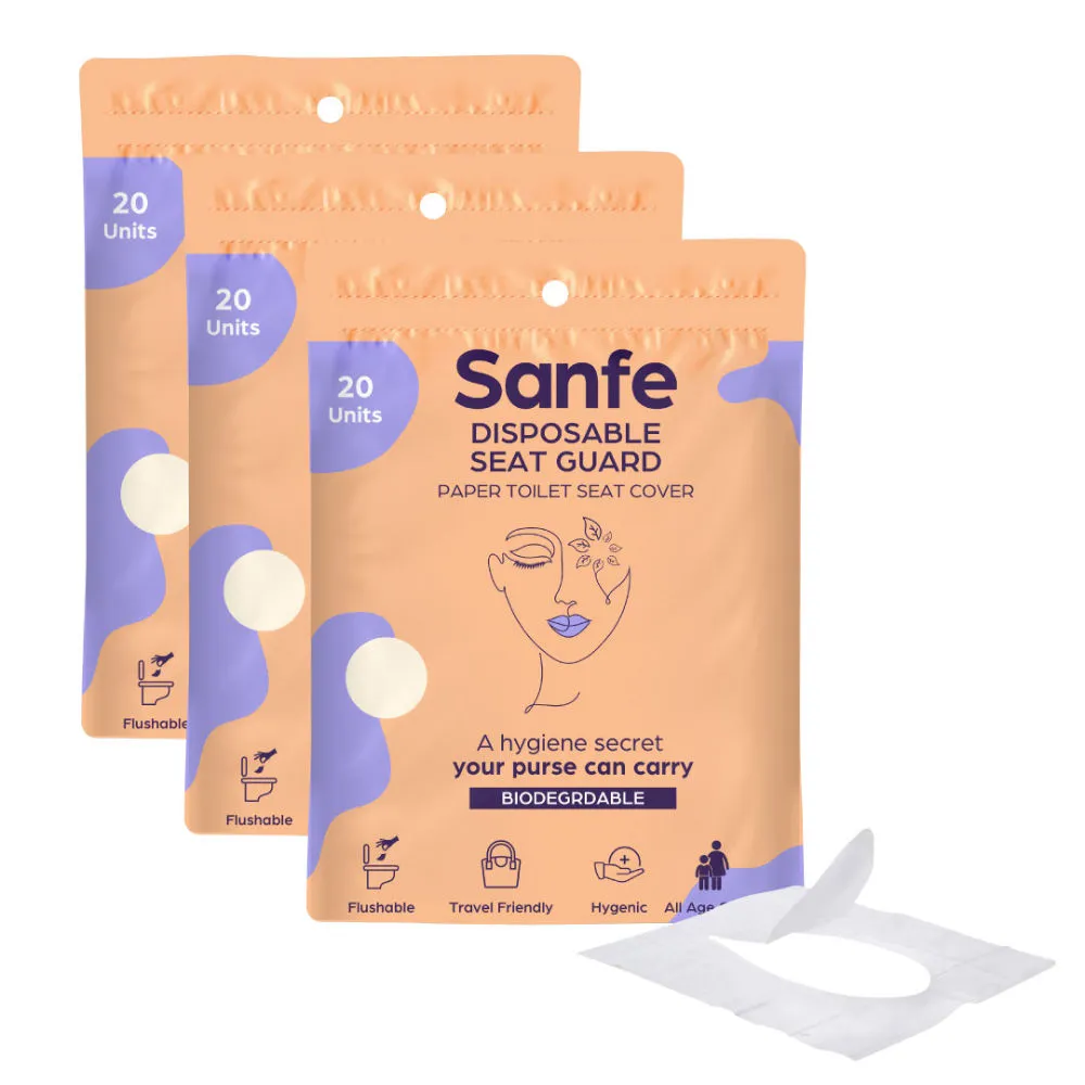 Sanfe Disposable Toilet Seat Guard No Direct Contact with Unhygienic Seats - 60 Pcs