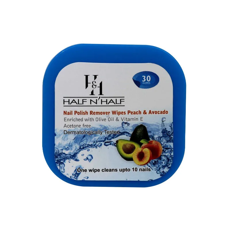 Half N Half Nail Polish Remover Wipes - Peach & Avocado