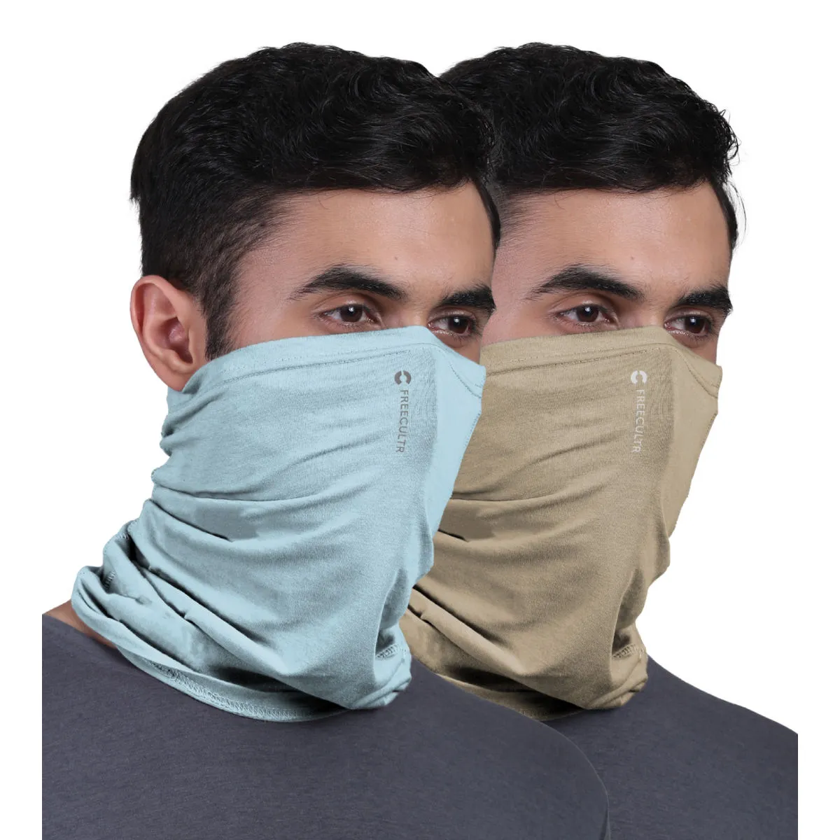 FREECULTR Unisex Plain Bamboo Bandana Anti Microbial Multipurpose Cloth Face Mask (pack Of 2)