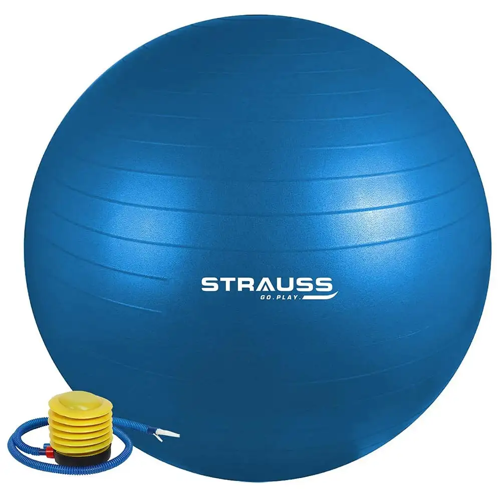 Strauss Round Shape Anti Burst Gym Exercise Ball with Pump,  Blue  55 cm