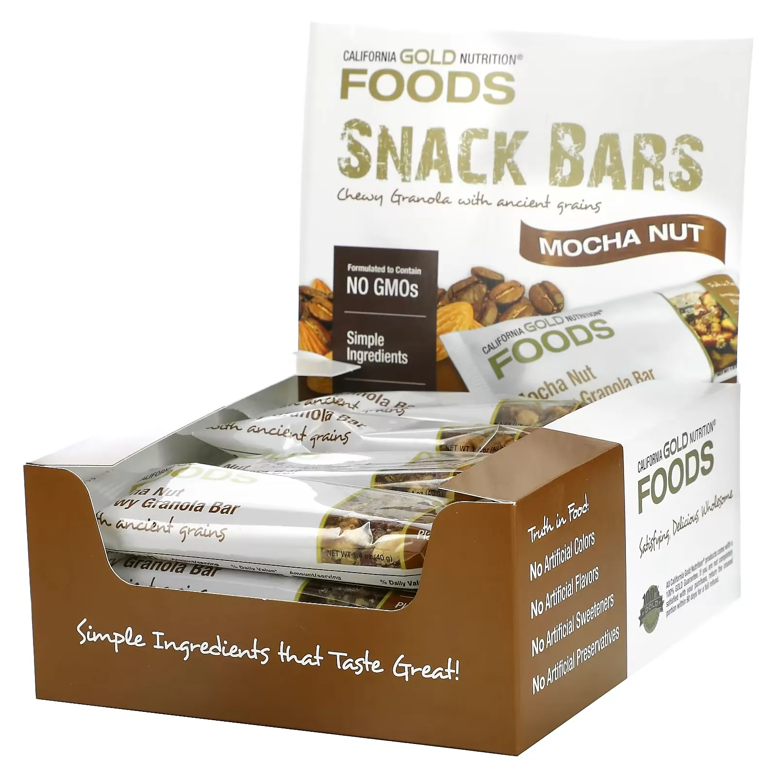 FOODS, Mocha Nut Chewy Granola Bars, 12 Bars, 1.4 oz (40 g) Each