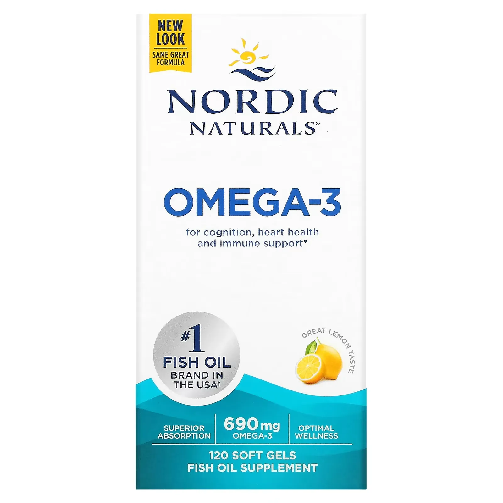 Omega-3, Lemon, 345 mg, 120 Soft Gels