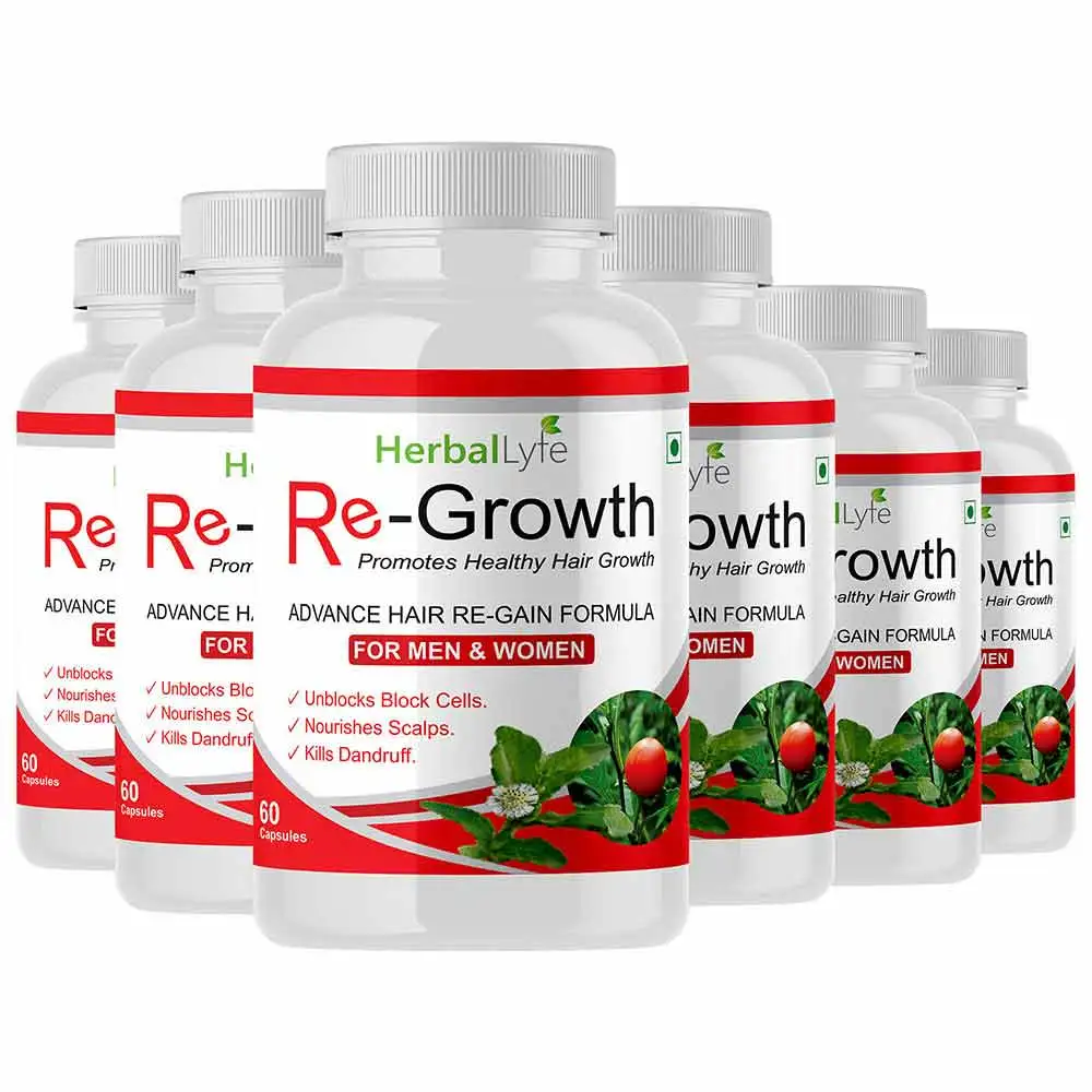 Herballyfe Re-Growth 500mg (Pack of 6),  60 capsules